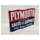 Plymouth Sales and Service Enameled Flange Sign