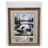 1990 Leo Stans Duck Print with Stamp and Coins