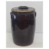 Large Brown Stoneware Churn