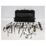 Early Leather Surgeon's Bag with Tools
