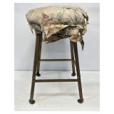 Metal Industrial Stool with Wooden Seat