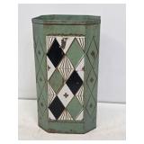 Vintage Metal Decorated Wastebasket