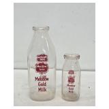 2 Meadow Gold Glass Milk Bottles