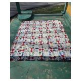 Early Hand Stitched Double Wedding Ring Quilt