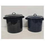 2 Graniteware Stock Pots