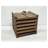 Primitive Wooden Egg Carrier with Original Padding