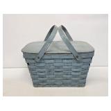 Woven Picnic Basket with Old Blue Paint