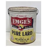 Emge's 25lb Advertising Lard Can