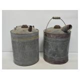 2 Galvanized Metal 5 Gallon Kerosene Cans
