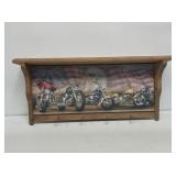 Primitive Wooden Motorcycle Coat Rack Shelf