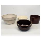 4 Stoneware Mixing Bowls Damaged