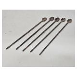 5 Sterling Silver Long Cocktail Spoons 86.6 Grams