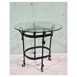 Ornate Metal End Table with Glass Top