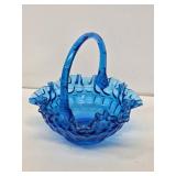Fenton Colonial Blue Thumbprint Basket
