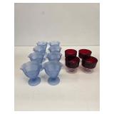 Blue Satin Glass & Cranberry Parfait Glasses