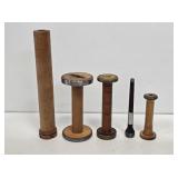 5 Primitive Wooden Spools