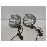 2 Early Sealed Beam Headlights with Brackets