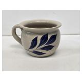 Williamsburg Pottery Blue Decorated Handled Crock