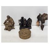 Cast Metal Figurines and Powder Box