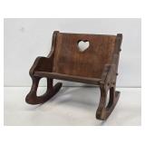Primitive Wooden Doll Rocking Bench