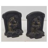 Early Cast Iron "The Thinker" Bookends