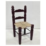 Primitive Wooden Doll Chair with Woven Seat