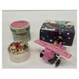 Hand Crank Music Box and Wind-Up Airplane