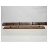 2 Wooden Coat Racks with Metal Hooks