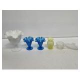 Fenton Art Glass Hobnail Vases & Compote