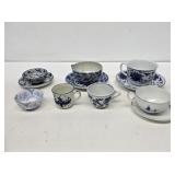 Blue and White China Cups & Saucers