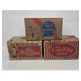 3 Vintage Beer Cases with Bottles