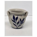 Williamsburg Pottery Blue Decorated Crock