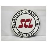 Seaboard Coast Line Railroad Round Metal Sign