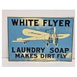 White Flyer Laundry Soap Tin Tacker Sign