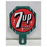 7-Up Soda Enameled License Plate Topper