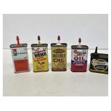5 Metal Handy Oiler Cans