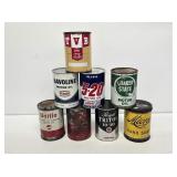 (8) 1 Quart Metal Advertising Oil Cans