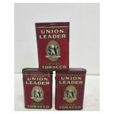 3 Union Leader Pocket Tobacco Tins