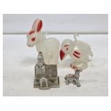 Vintage Ornaments & Bisque Santa with Reindeer