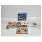 Mickey Mouse 45 RPM Record Case & Records