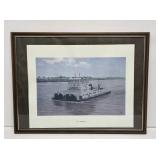 1981 Sidney Bond "M/V Jeffboat" Framed Print