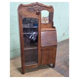 Oak Secretary Bookcase with Mirror