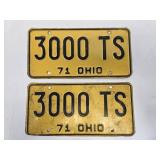 1971 Ohio Matched License Plate Set