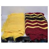 2 Handmade Crochet Afghan Blankets