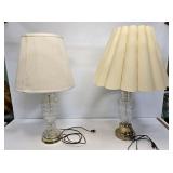 2 Glass Table Lamps with Shades
