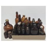 Assorted Early Amber Glass Bottles
