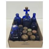Assorted Early Blue Glass Bottles