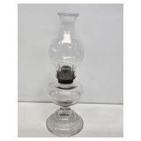 Early Glass Oil Lamp with Chimney