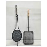 Primitive Popcorn Poppers with Wooden Handles