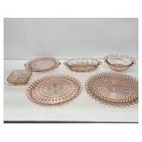 Pink Depression Glass Serving Items